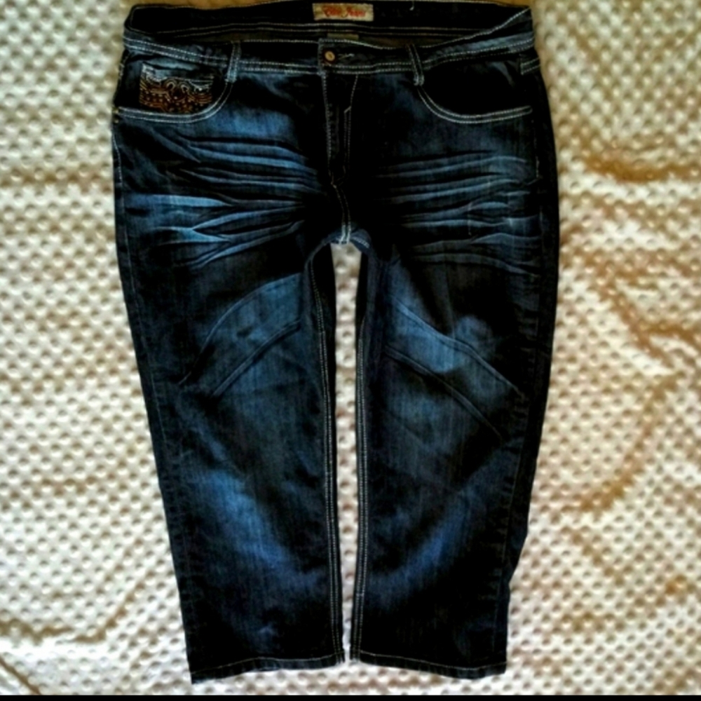 Elite Jeans Rhinestone Embellished Capri Size 13/14 NWOT - Picture 4 of 11